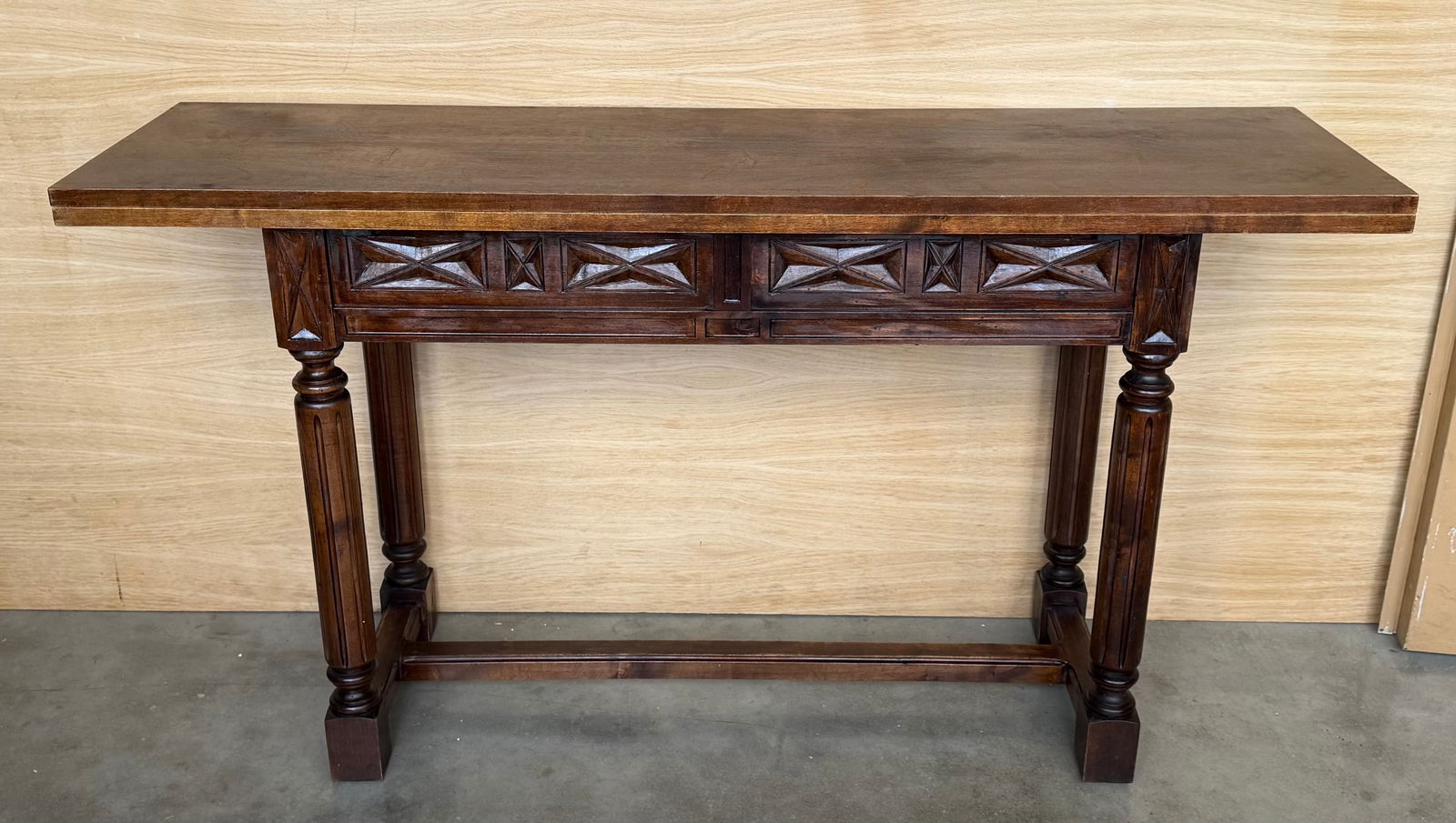 20th Century Spanish Console Fold Out Farm Table With Wood Stretcher - 2