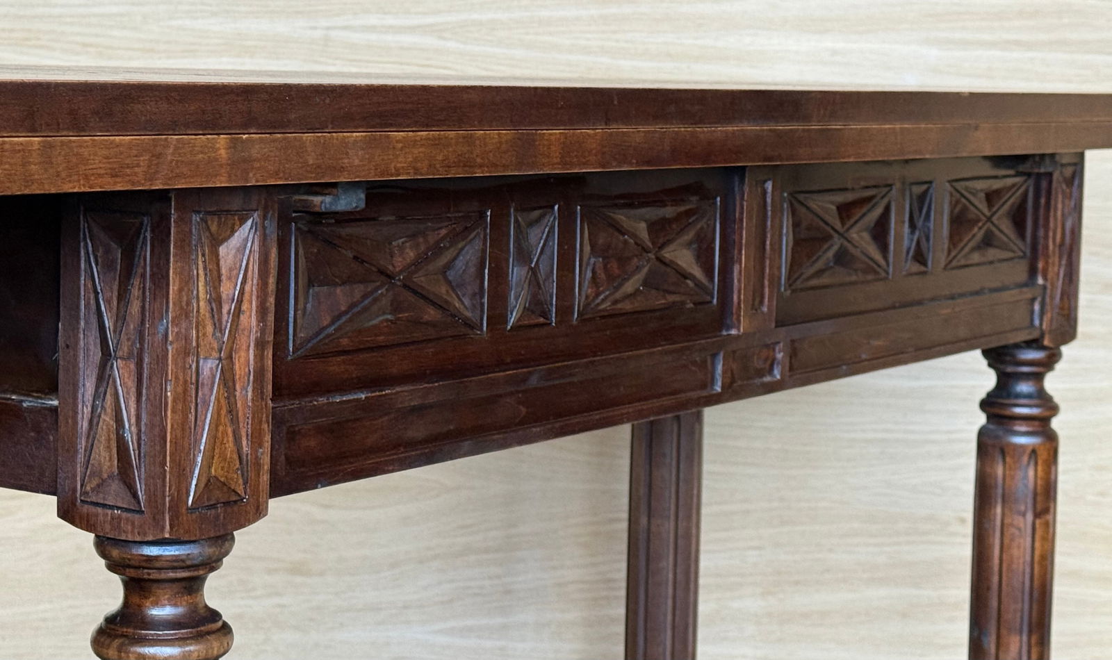 20th Century Spanish Console Fold Out Farm Table With Wood Stretcher - 6