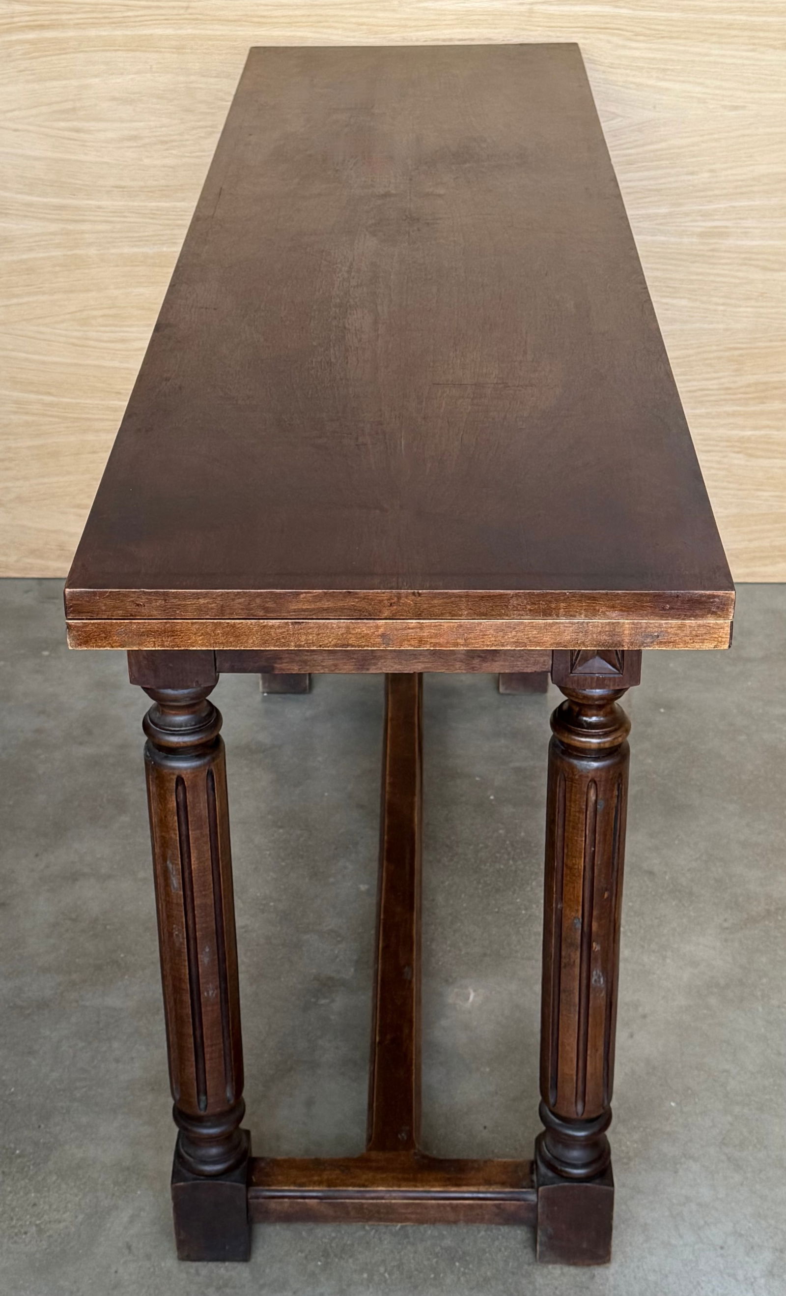 20th Century Spanish Console Fold Out Farm Table With Wood Stretcher - 7