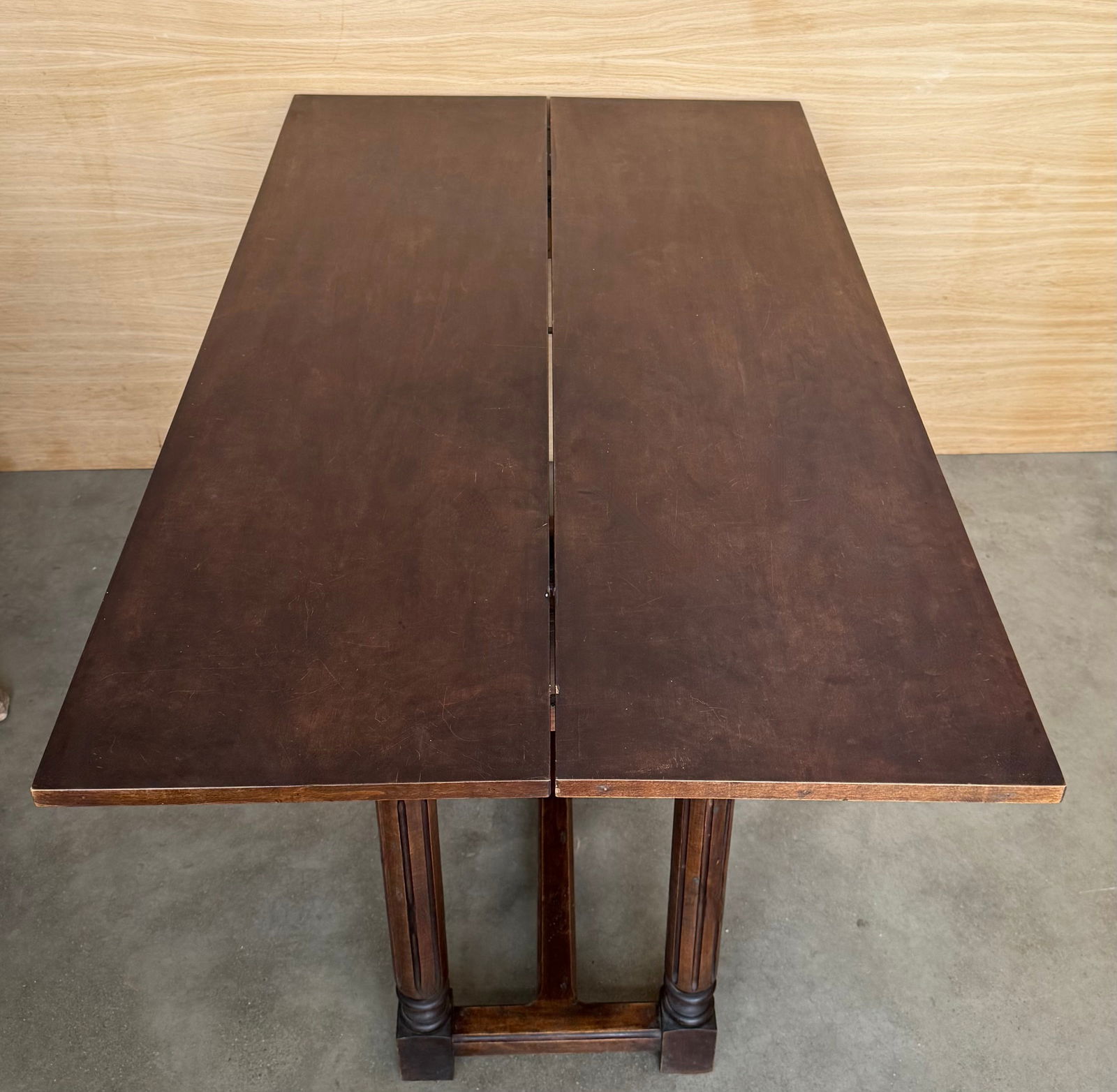 20th Century Spanish Console Fold Out Farm Table With Wood Stretcher - 9