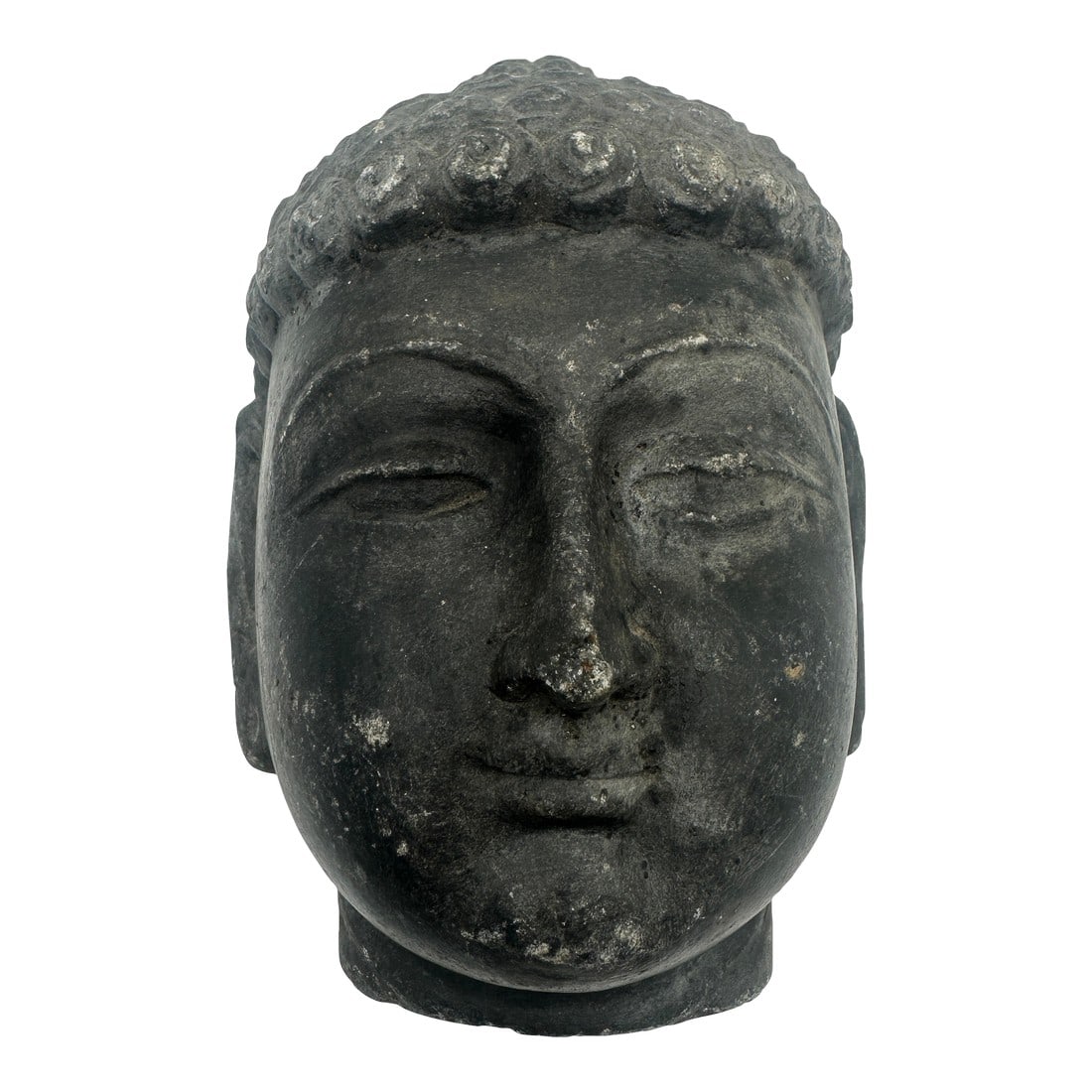 Mid to Late 1800s Stone Buddha Head Sculpture Statue 7" Heavy Fragment (1 of 9)