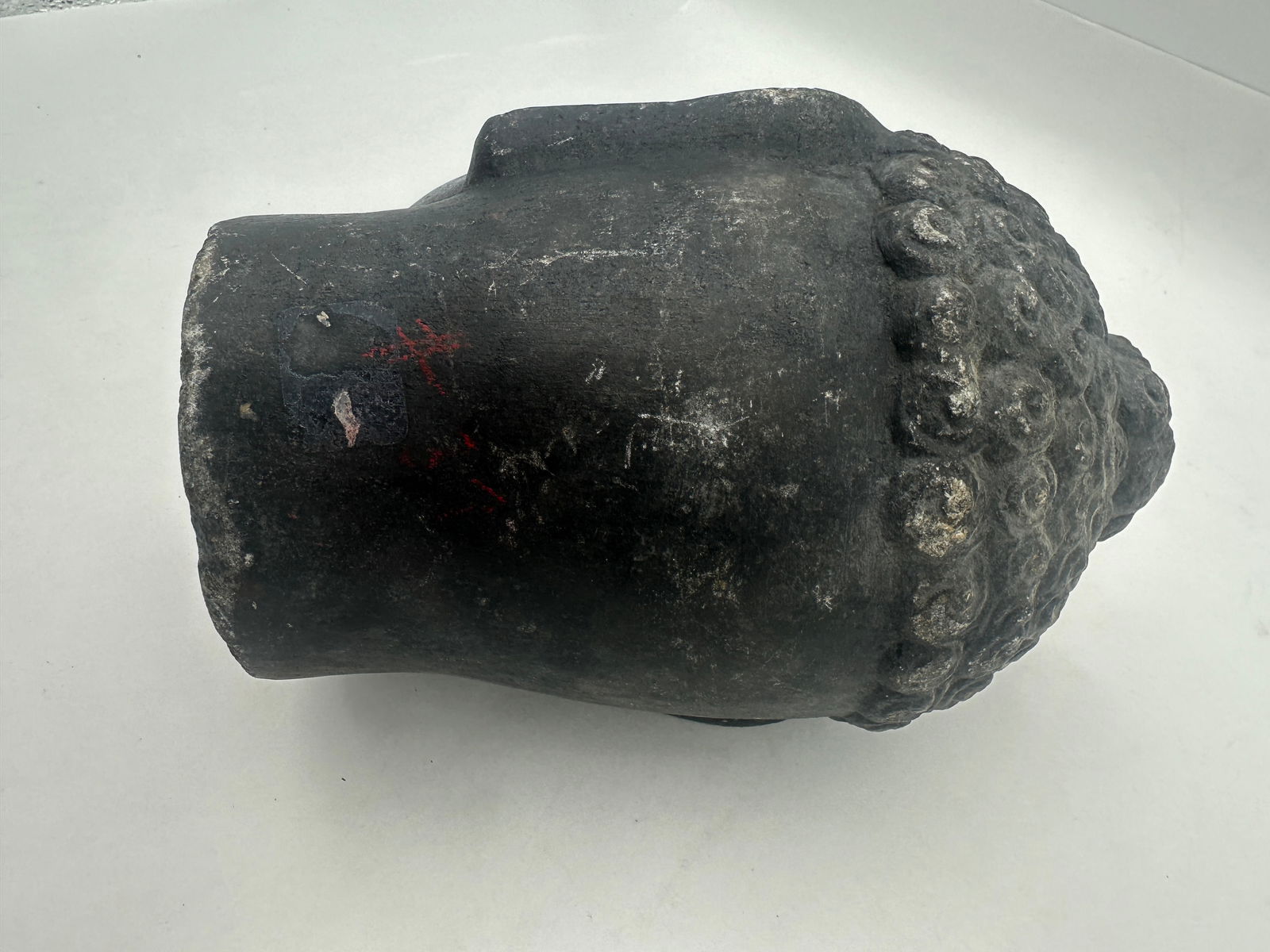 Mid to Late 1800s Stone Buddha Head Sculpture Statue 7" Heavy Fragment - 6