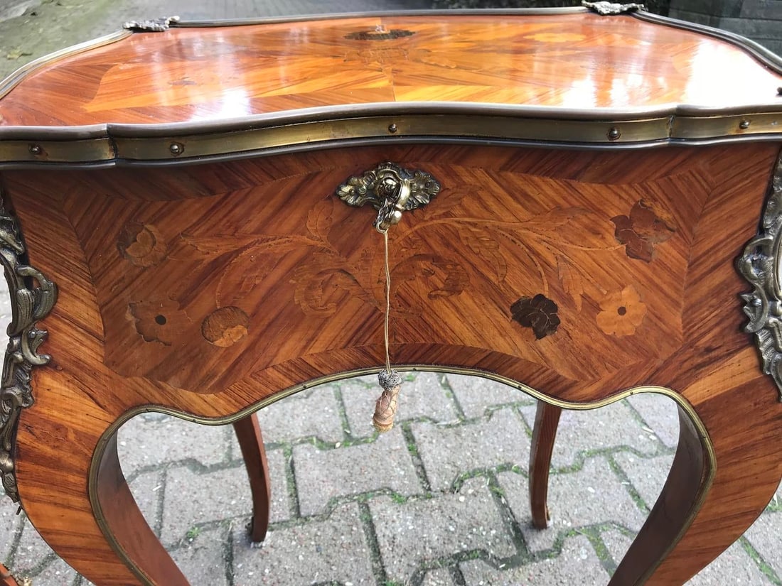 1850s French Louis XV Fruitwood Marquetry Side Tables Pair - 13