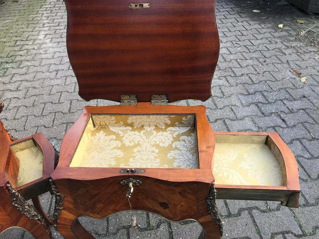 1850s French Louis XV Fruitwood Marquetry Side Tables Pair - 8