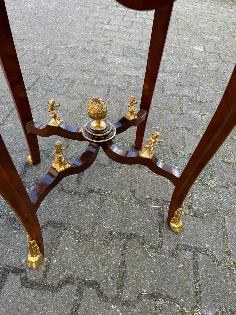 1960s French Louis XVI Mahogany Green Marble Side Center Table - 5