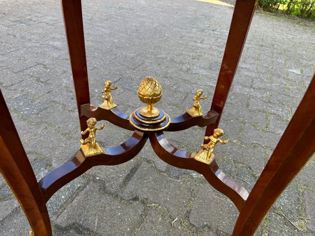 1960s French Louis XVI Mahogany Green Marble Side Center Table - 7