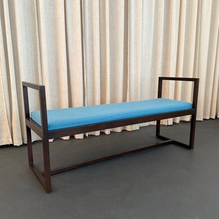 1950s Mid Century Modern Geometric Lacquered Mahogany Bench - 3
