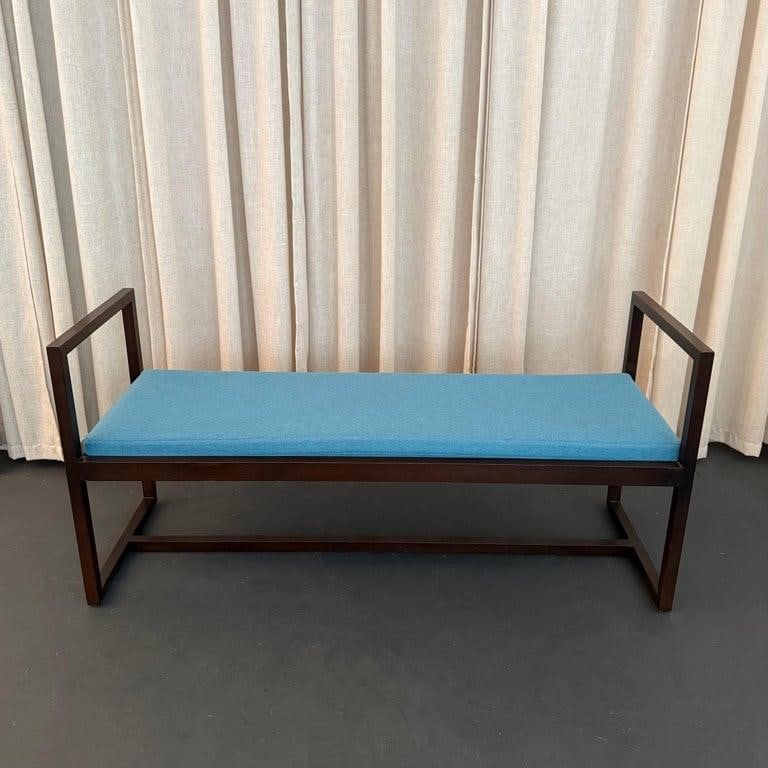 1950s Mid Century Modern Geometric Lacquered Mahogany Bench - 5