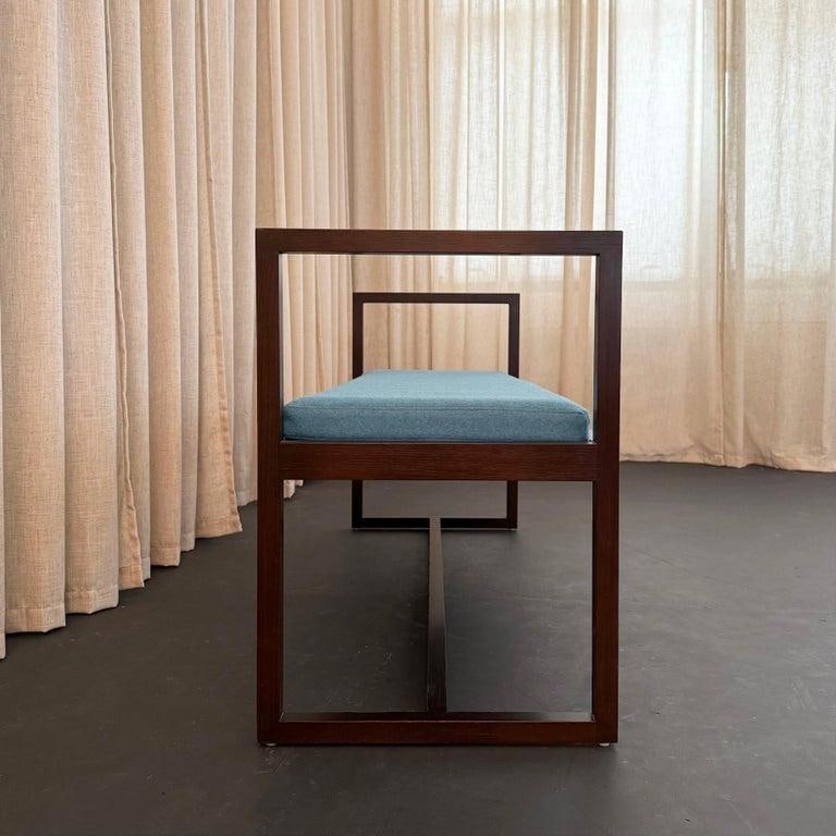 1950s Mid Century Modern Geometric Lacquered Mahogany Bench - 6