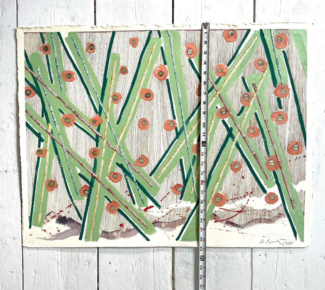 Barbara Beck 1988 Abstract Painting on Paper - Signed/Dated/Unframed - 3