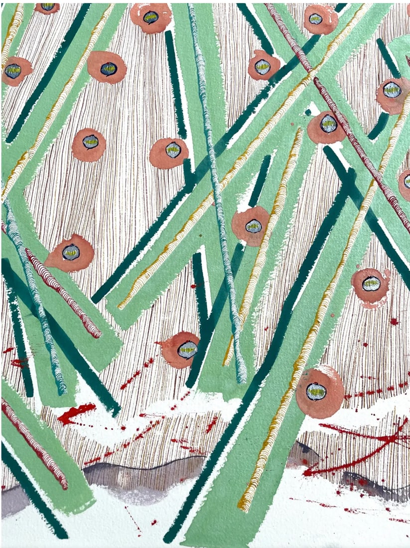 Barbara Beck 1988 Abstract Painting on Paper - Signed/Dated/Unframed - 5