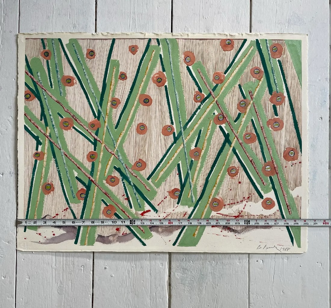 Barbara Beck 1988 Abstract Painting on Paper - Signed/Dated/Unframed - 6