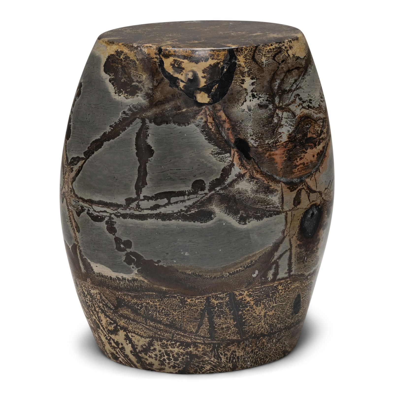 Plum Branches Painting Stone Drum Table - 3