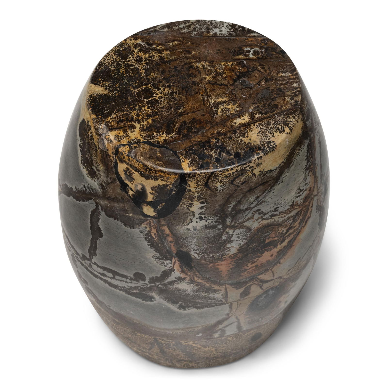 Plum Branches Painting Stone Drum Table - 4