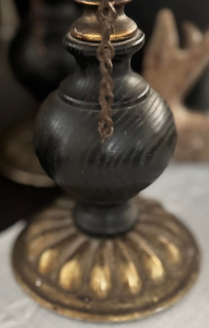 Early 19th Century Fireplace Pricket Candlesticks With Original Chain Snuffers, Pair - 4