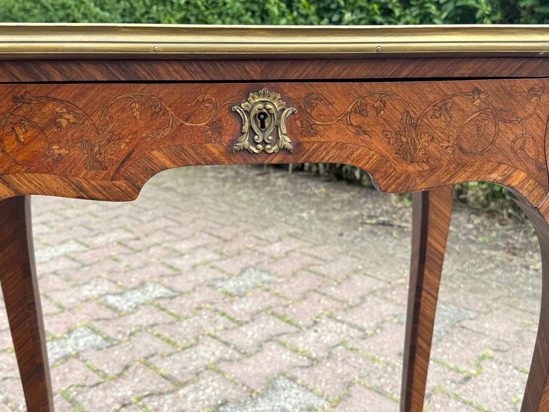 1860 French Louis XV Marquetry Fruitwood Center Table - 12