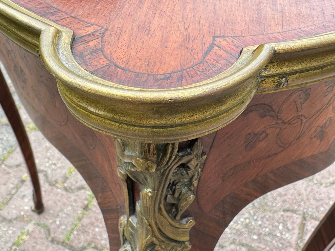 1860 French Louis XV Marquetry Fruitwood Center Table - 14