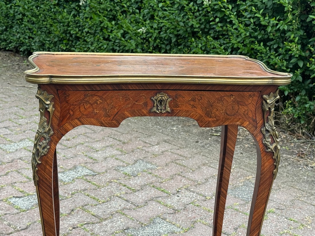 1860 French Louis XV Marquetry Fruitwood Center Table - 15