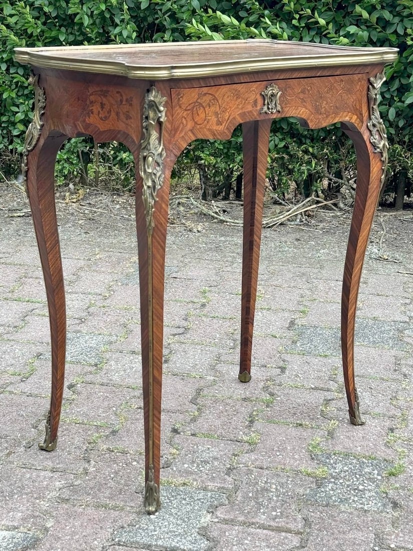 1860 French Louis XV Marquetry Fruitwood Center Table - 16
