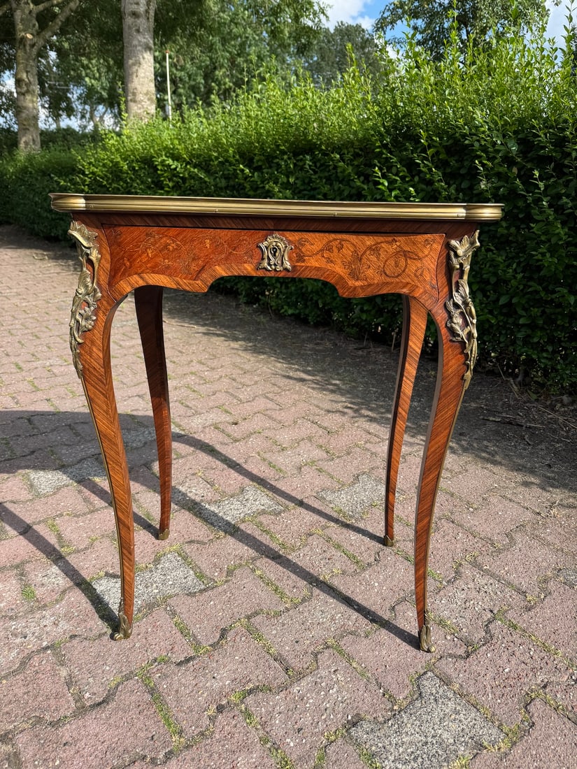 1860 French Louis XV Marquetry Fruitwood Center Table - 7