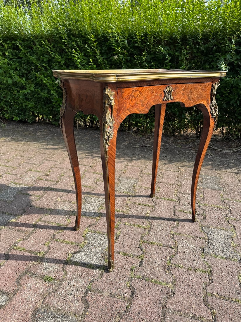1860 French Louis XV Marquetry Fruitwood Center Table - 8