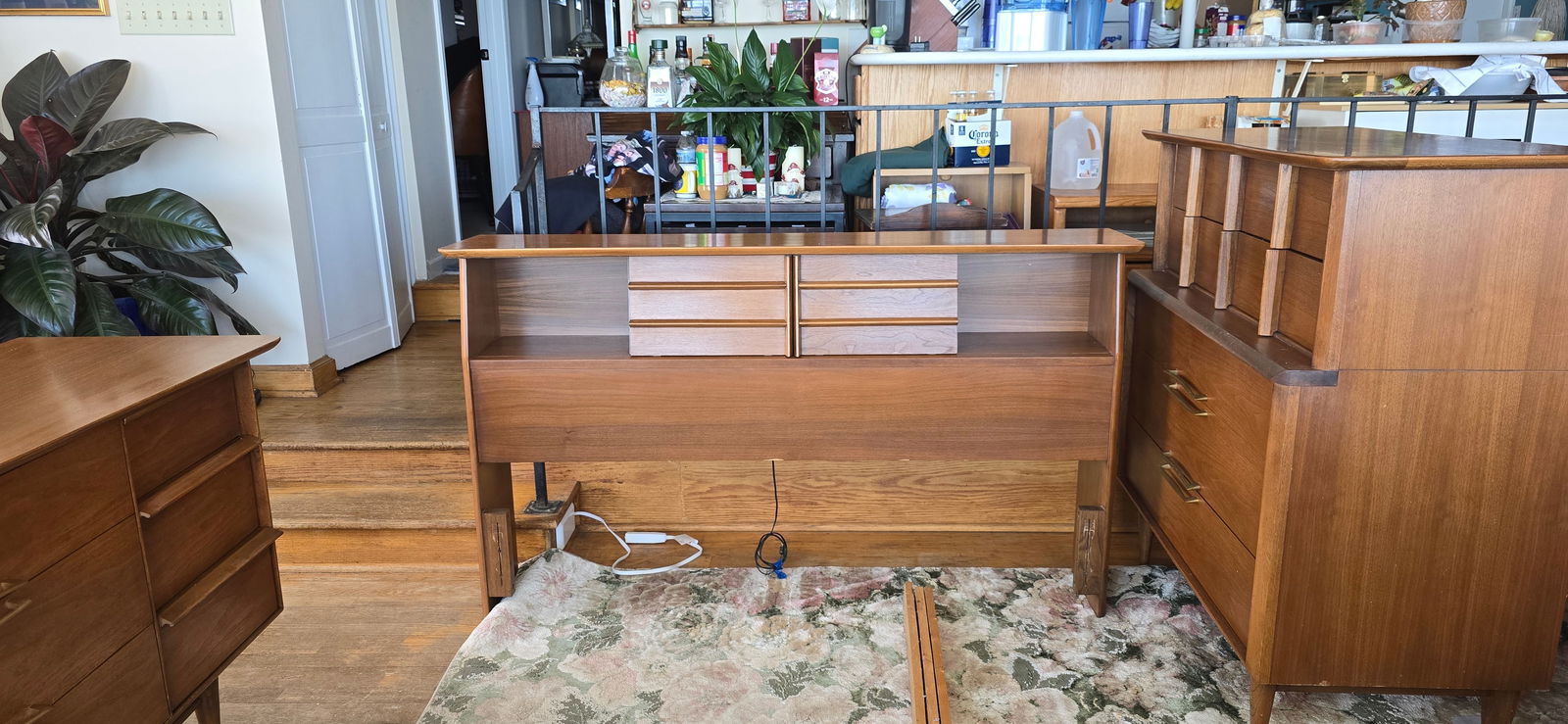 Kent Coffey "Eloquence" 1960s Walnut Bedroom Suite "” Queen Bed, Highboy, Dresser + Mirror - 8