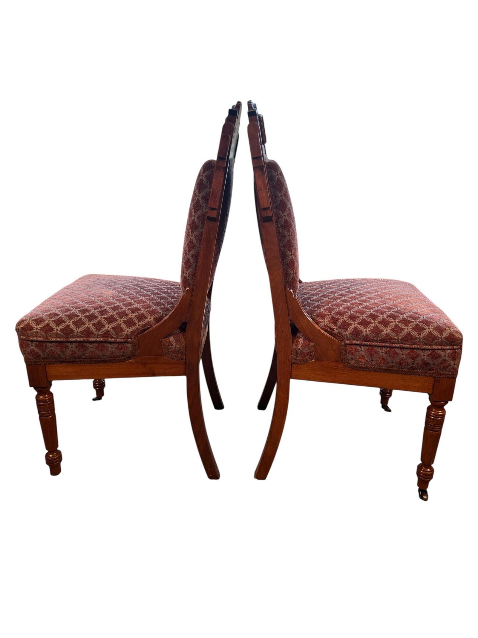 Set of Three 19th Century Eastlake Aesthetic Movement Walnut Parlor Chairs, Newly Upholstered - 3