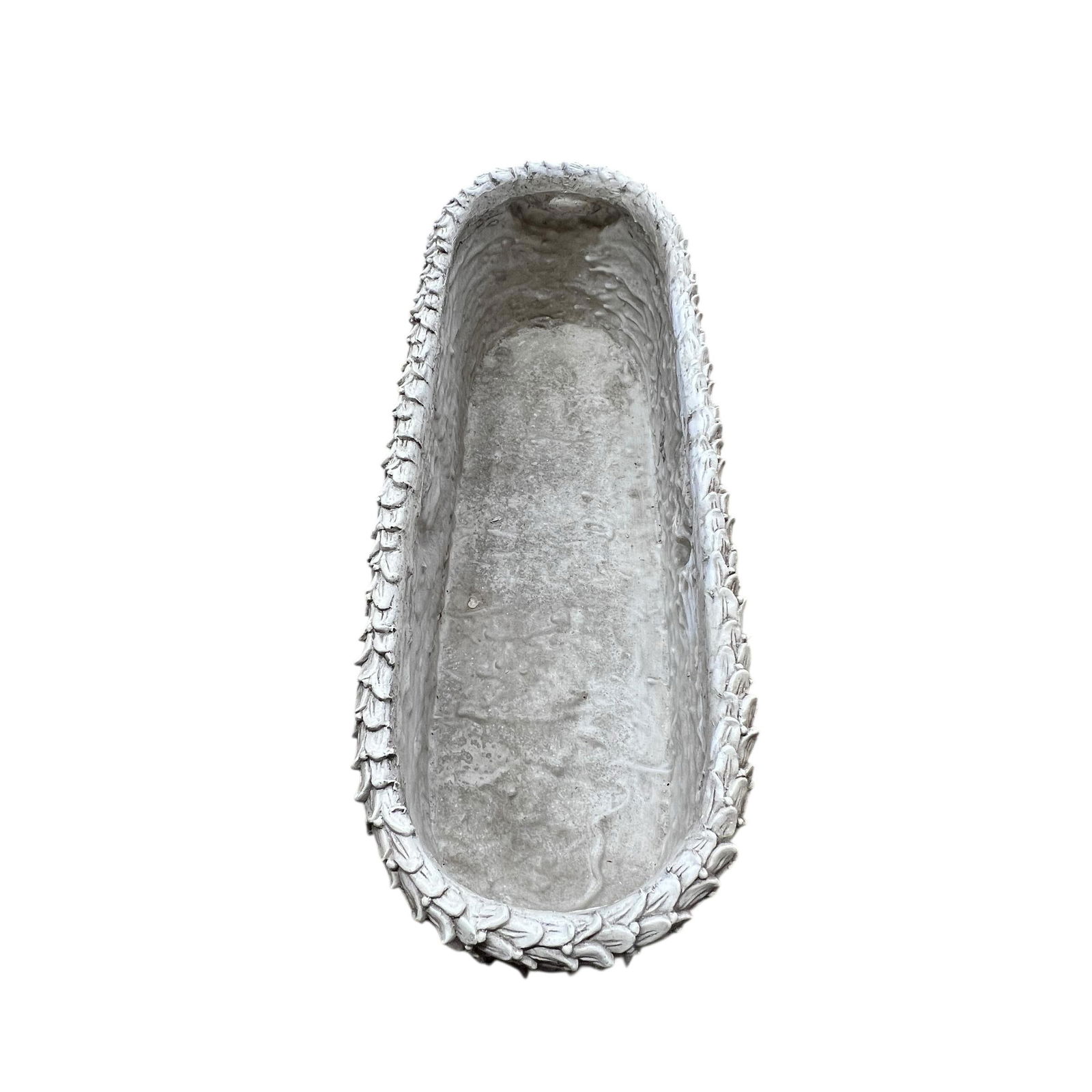 Vintage Rectangular Faux Concrete French Style Acanthus Leaf Planter - 7