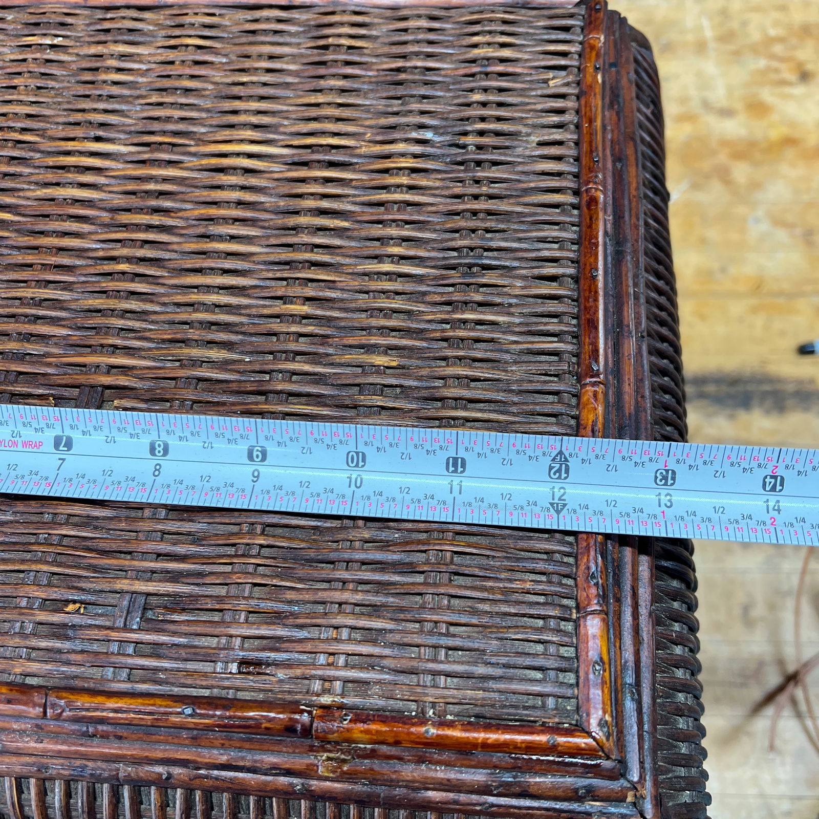 Vintage Bamboo and Woven Rattan British Colonial Style Footstool - 9