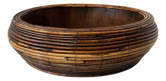 Vintage 60s /70s Large Pencil Reed Bowl in the Manor of Gabriella Crespi