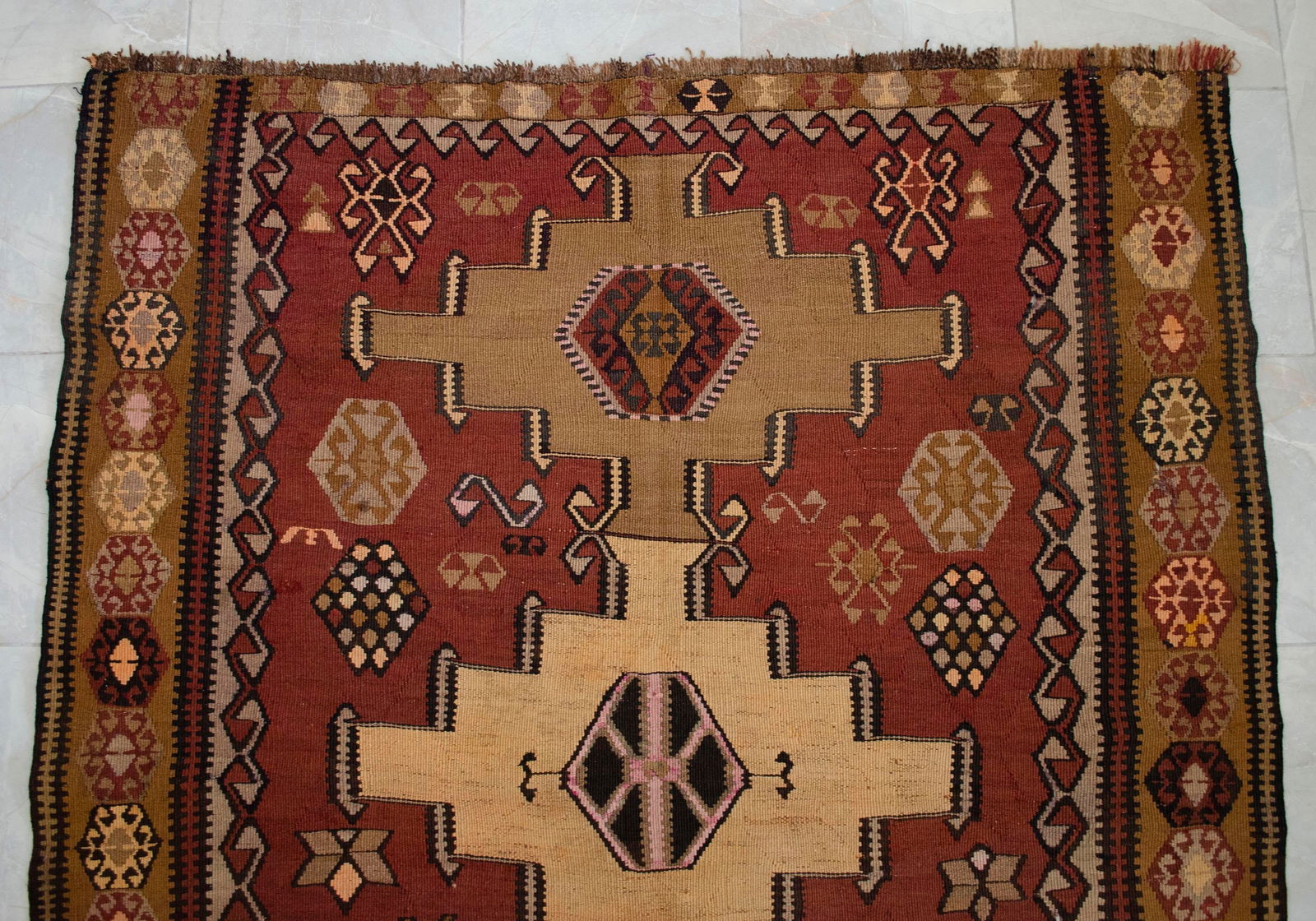 1970s Handwoven Turkish Kilim Rug Tribal Earth Tones Organic Wool Rug - 5"²5"³ X 12"² - 13