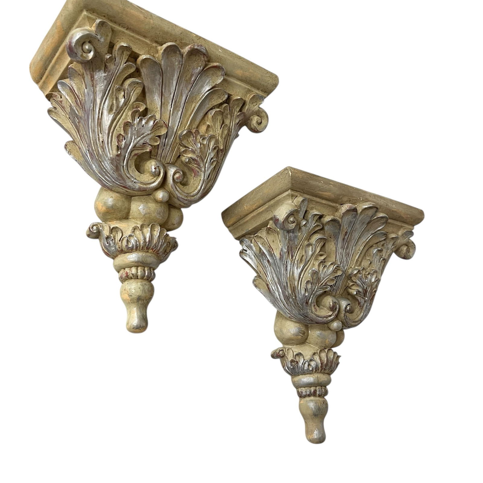 Vintage Acanthus Leaf Wall Bracket Display Shelf - A Pair - 2