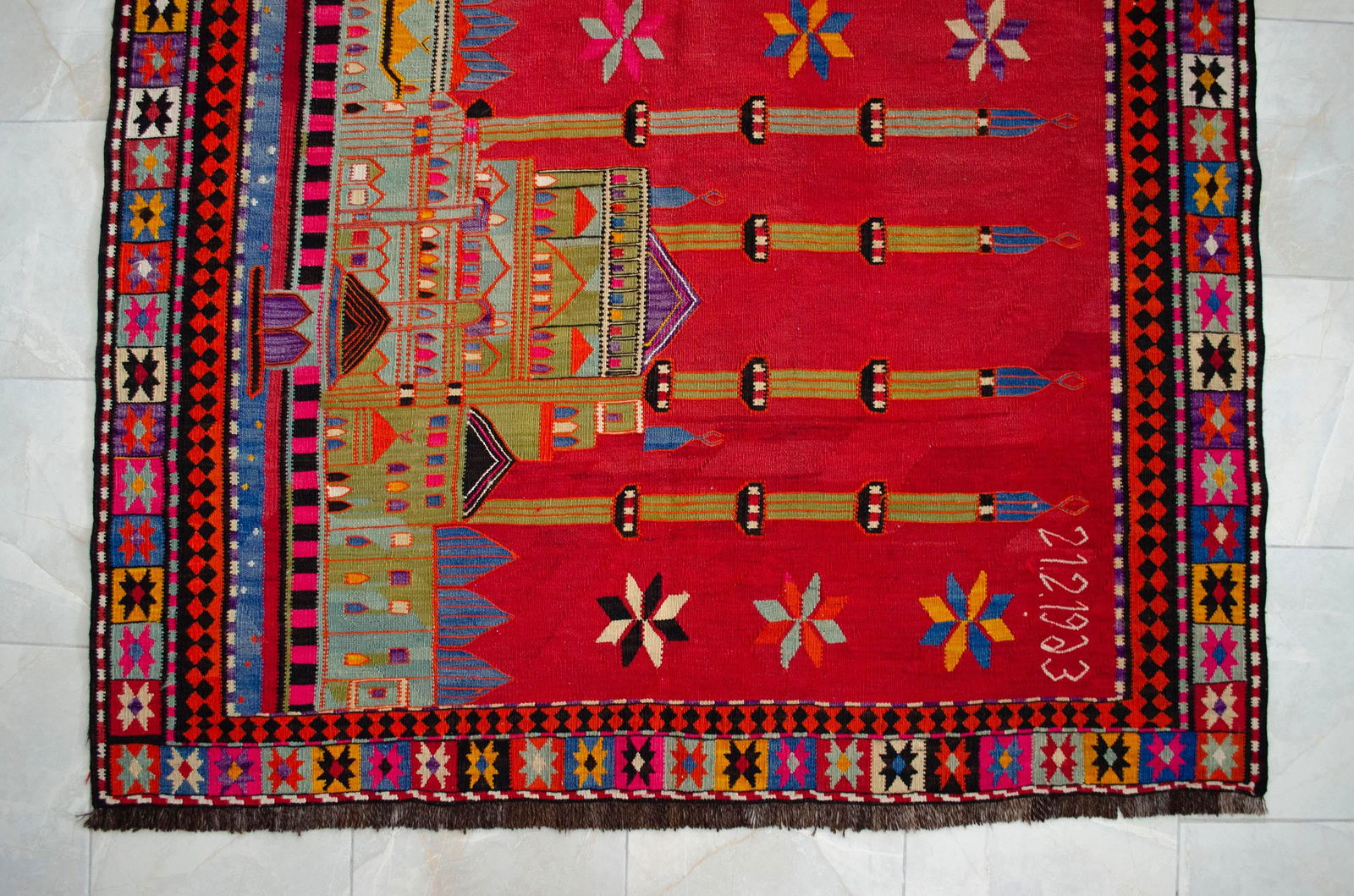 Masterpiece 1963 Dated Turkish Kilim, Extra Large Pictorial Wall Tapestry, Vintage Wall Decor With M - 10