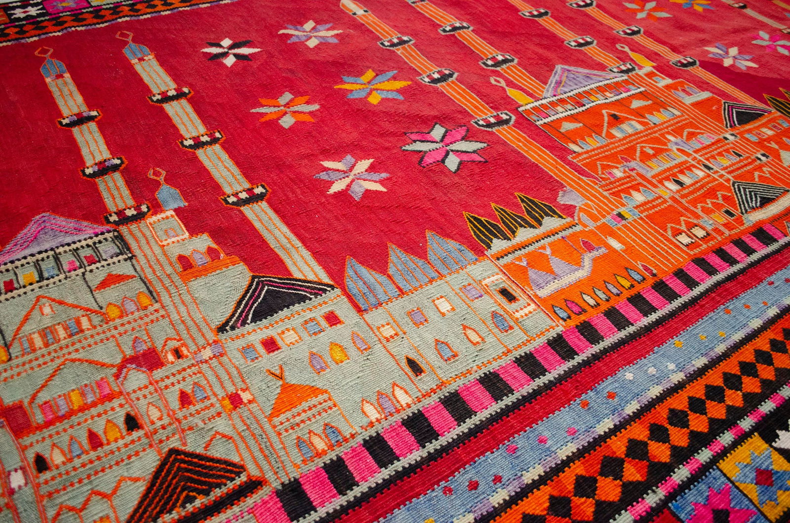 Masterpiece 1963 Dated Turkish Kilim, Extra Large Pictorial Wall Tapestry, Vintage Wall Decor With M - 11