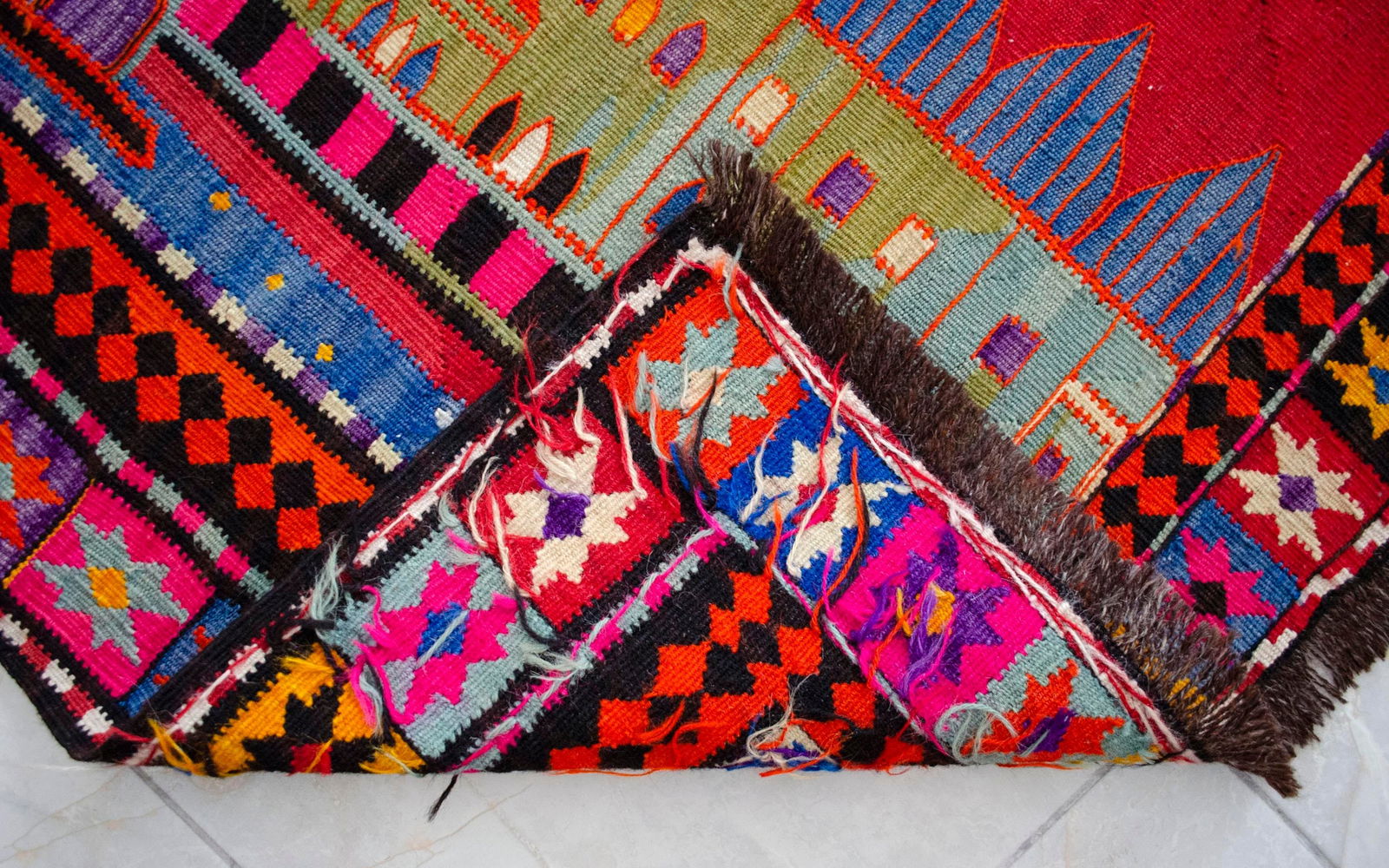 Masterpiece 1963 Dated Turkish Kilim, Extra Large Pictorial Wall Tapestry, Vintage Wall Decor With M - 15