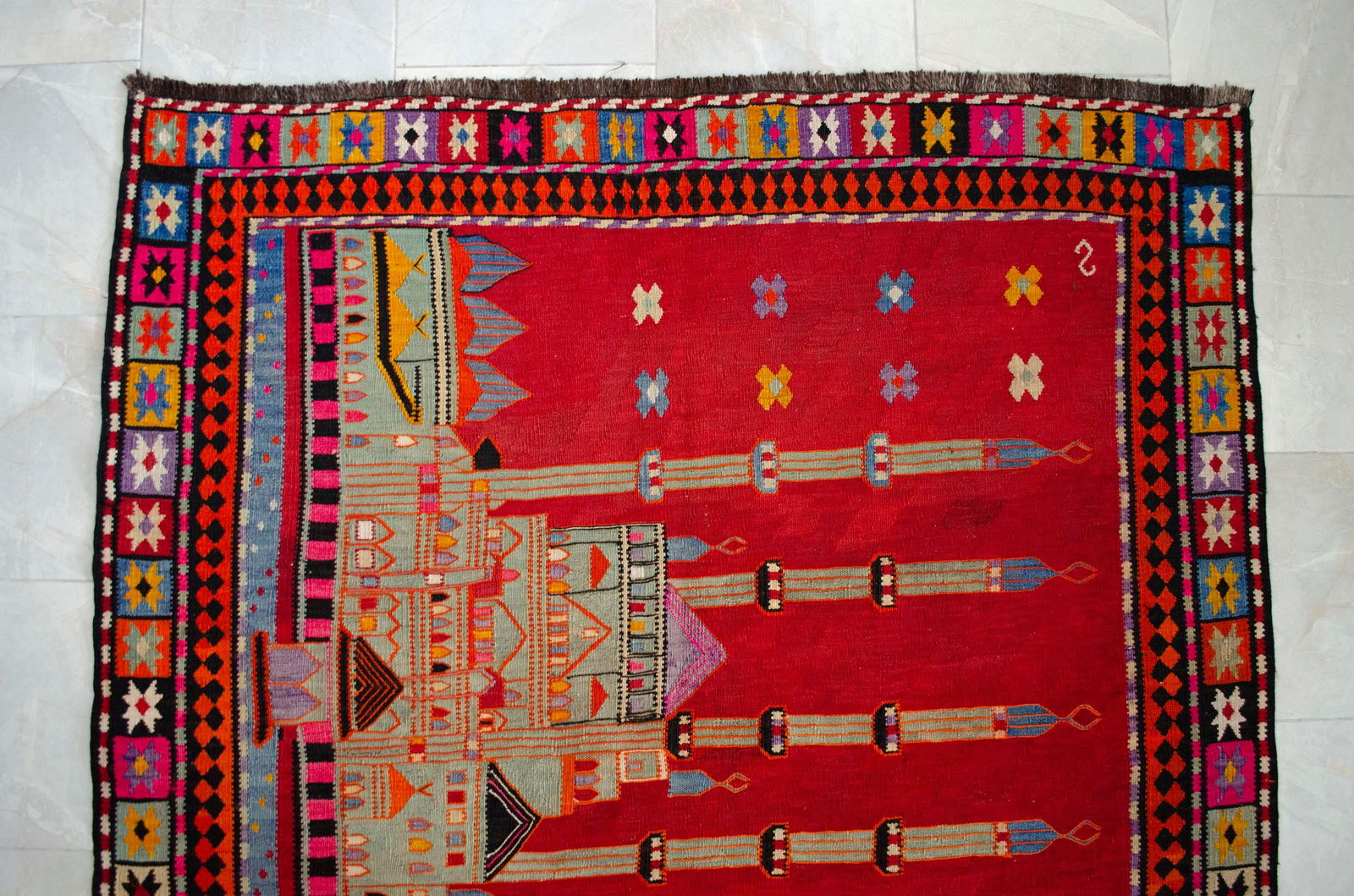 Masterpiece 1963 Dated Turkish Kilim, Extra Large Pictorial Wall Tapestry, Vintage Wall Decor With M - 8