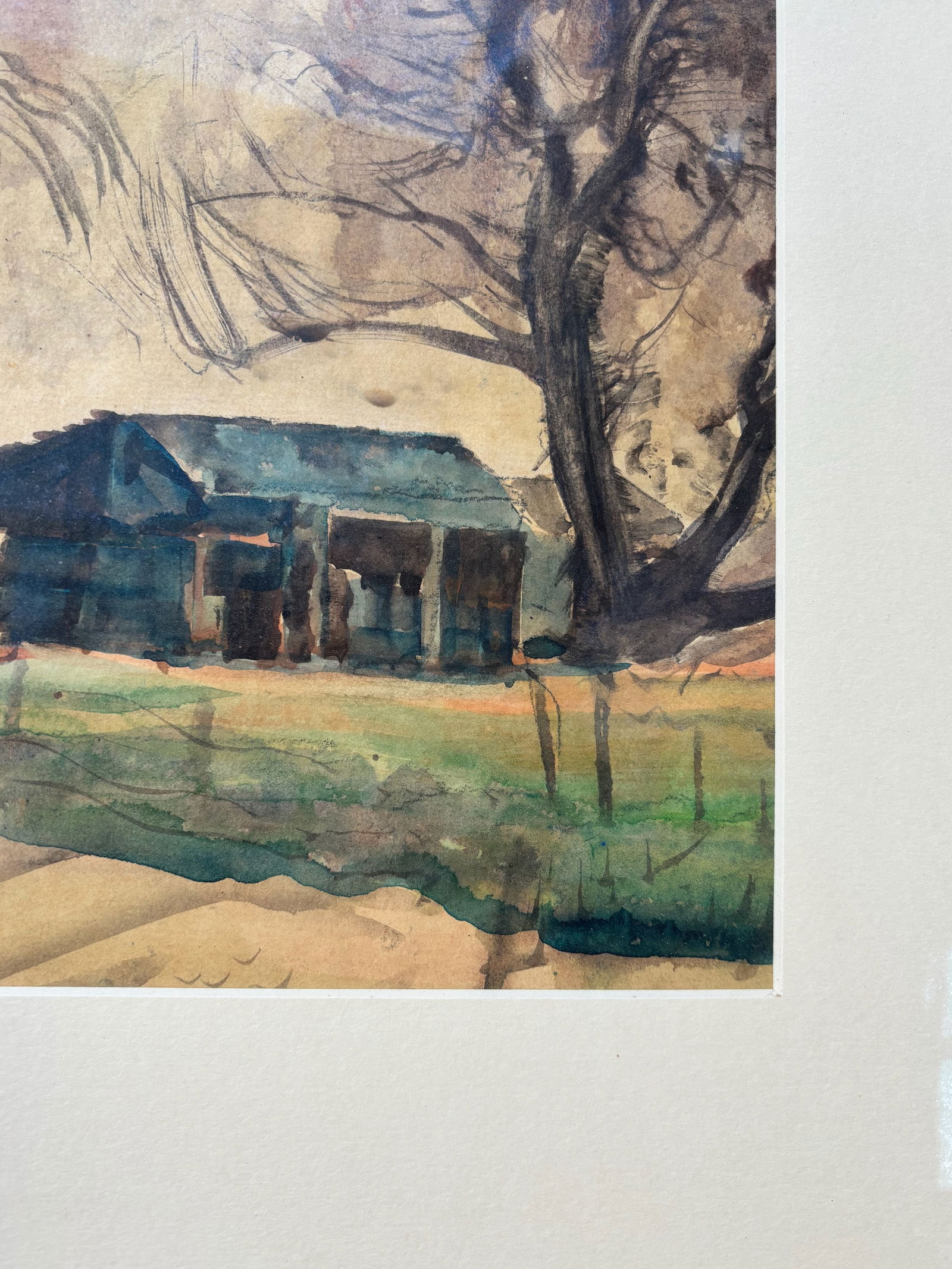 Paul Lauritz Original Watercolor - Rural Landscape With Bare Trees, Early-Mid 20th Century - 10