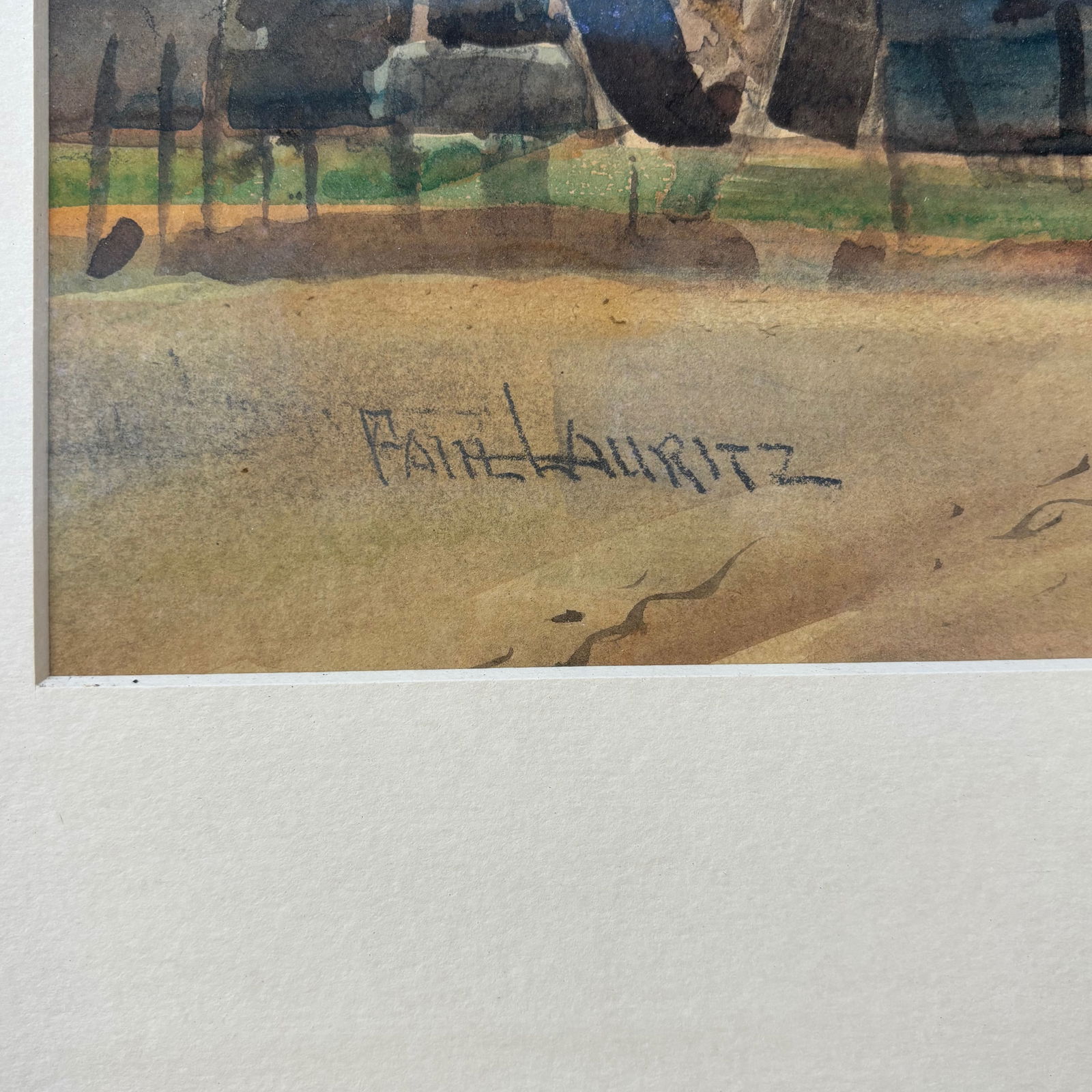 Paul Lauritz Original Watercolor - Rural Landscape With Bare Trees, Early-Mid 20th Century - 2