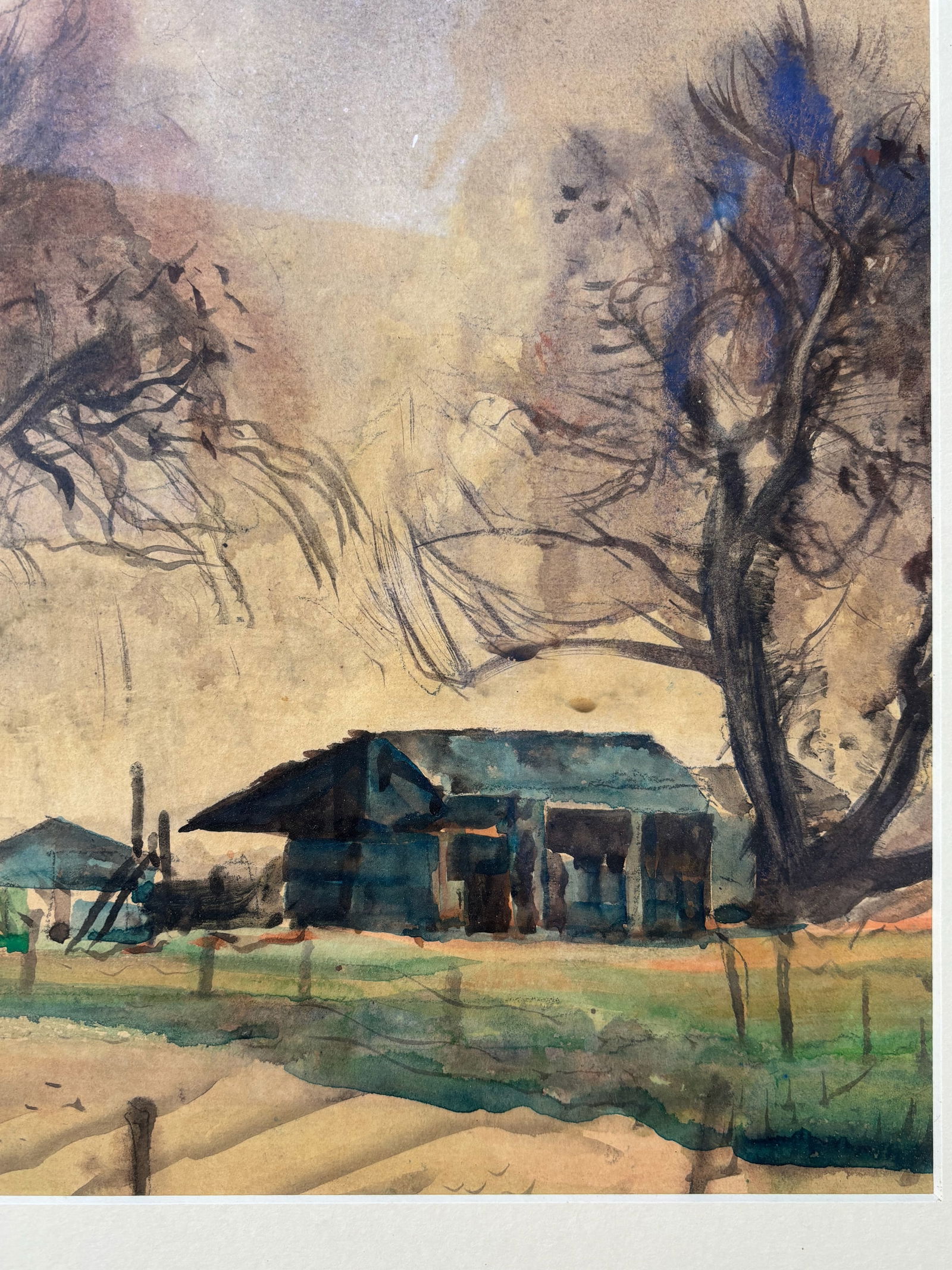 Paul Lauritz Original Watercolor - Rural Landscape With Bare Trees, Early-Mid 20th Century - 8