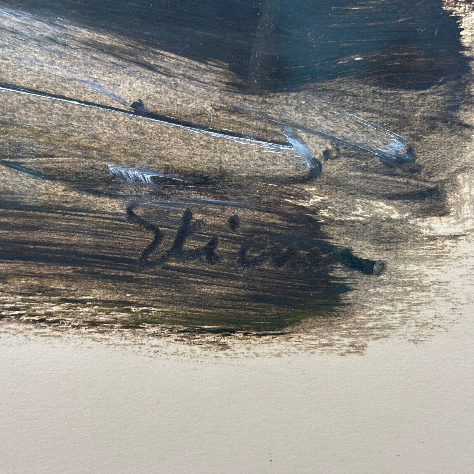 Mid-Century Modern American Street Scene Oil Painting, Newly Framed in Museum Glass & Walnut Frame, - 5