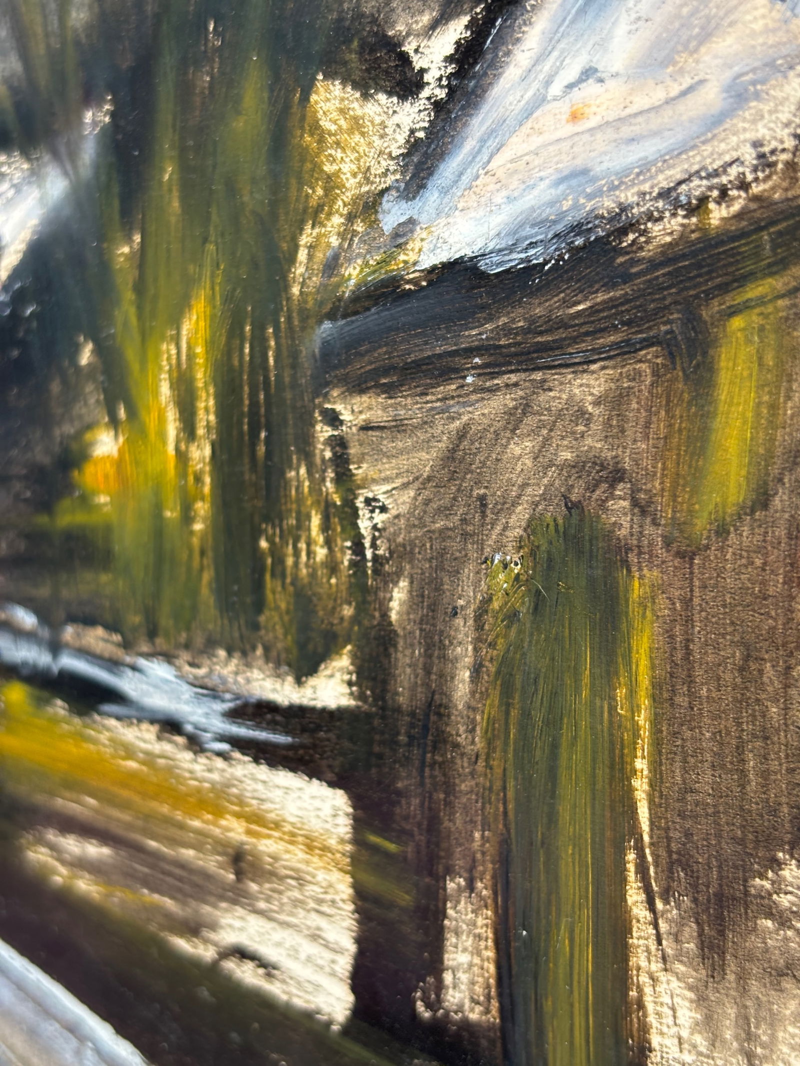 Mid-Century Modern American Street Scene Oil Painting, Newly Framed in Museum Glass & Walnut Frame, - 6