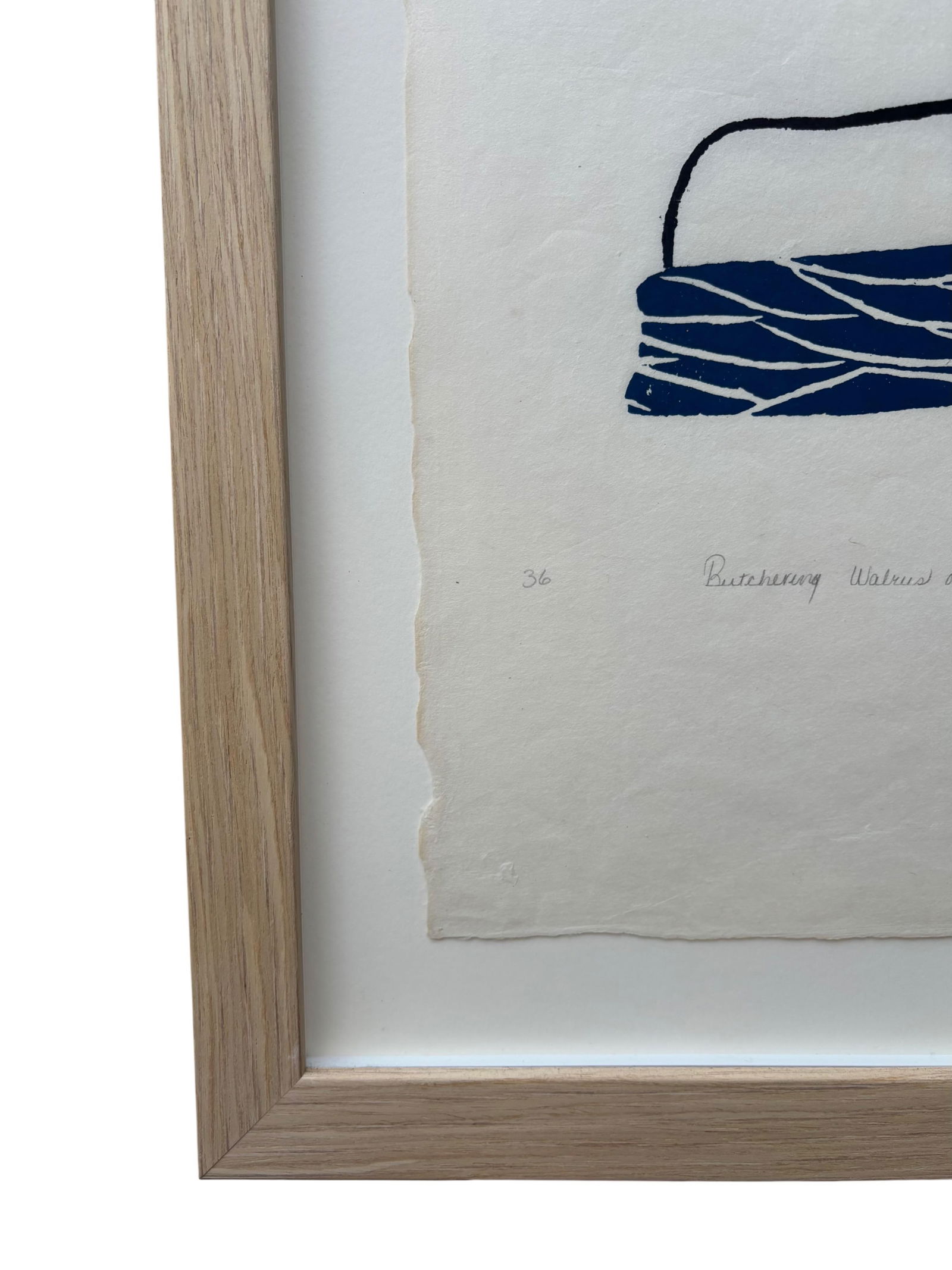 Pitseolak Ashoona "Butchering Walrus on the Floe" 1967 Cape Dorset Inuit Stone Engraving - Limited E - 7