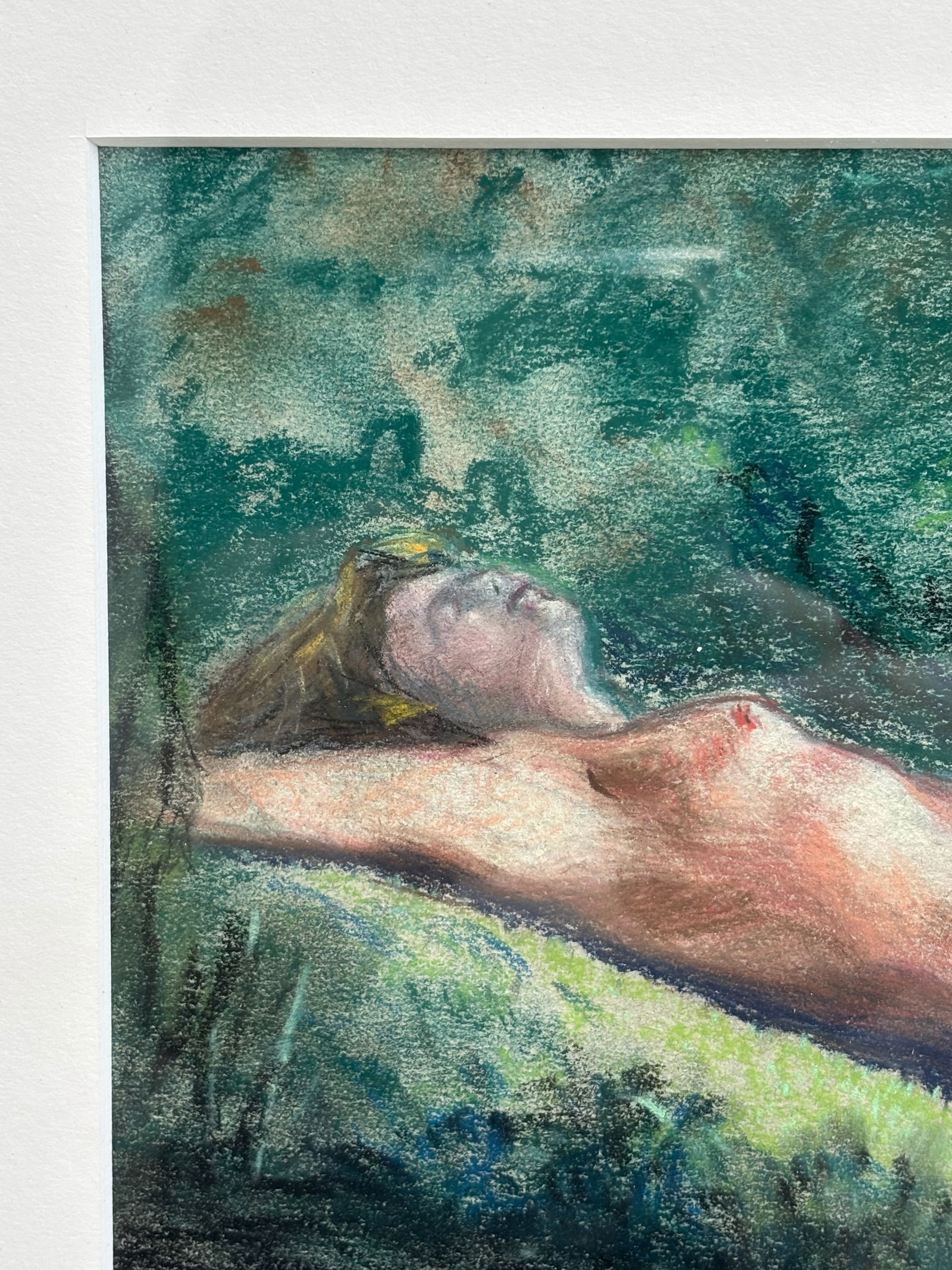 Vintage Mid-Century Pastel Nude on Paper Circa 1960s – Newly Framed - 3