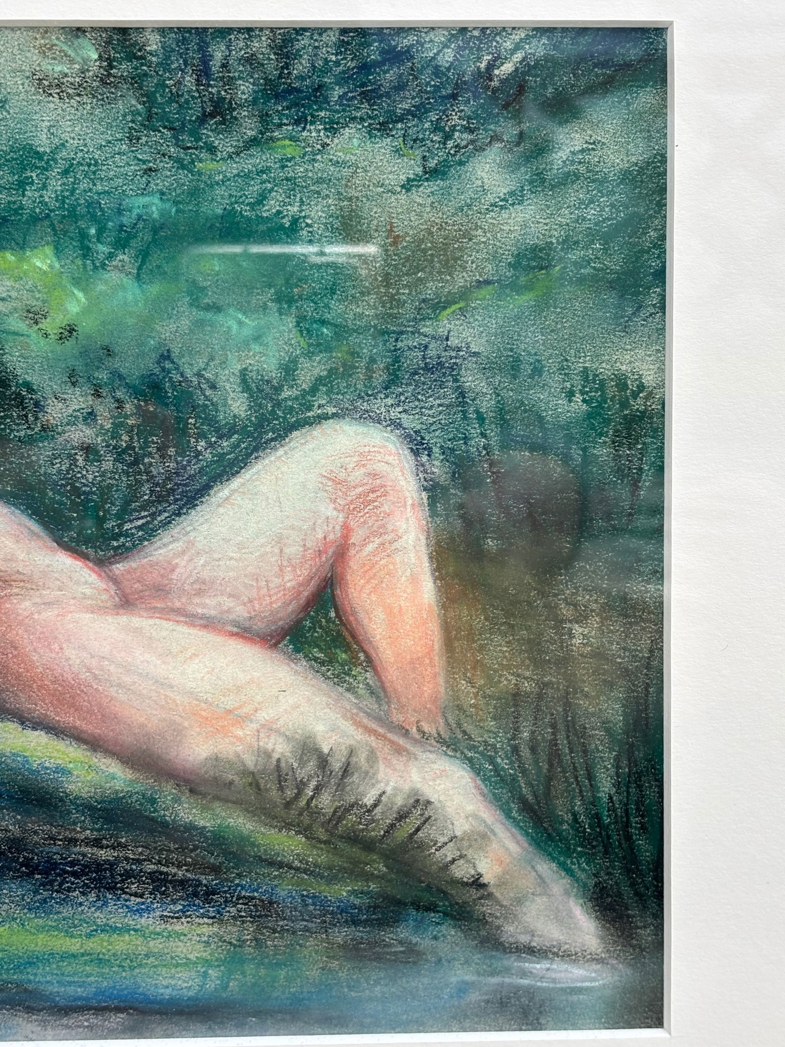 Vintage Mid-Century Pastel Nude on Paper Circa 1960s – Newly Framed - 4