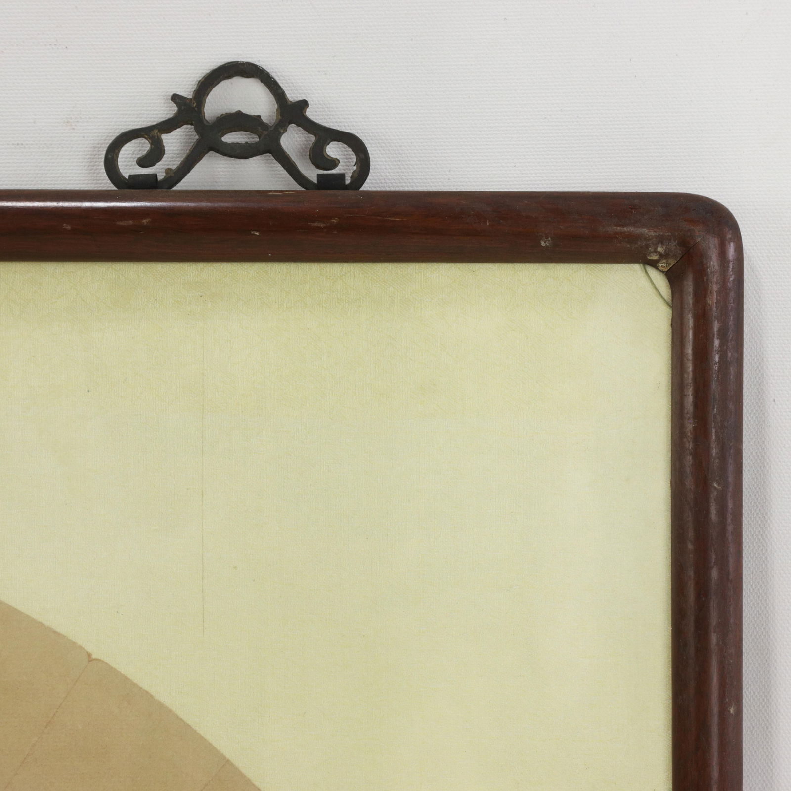 Vintage Chinese Fan Painting Pink and Purple Peony Flowers Framed Ink and Color on Paper With Callig - 9