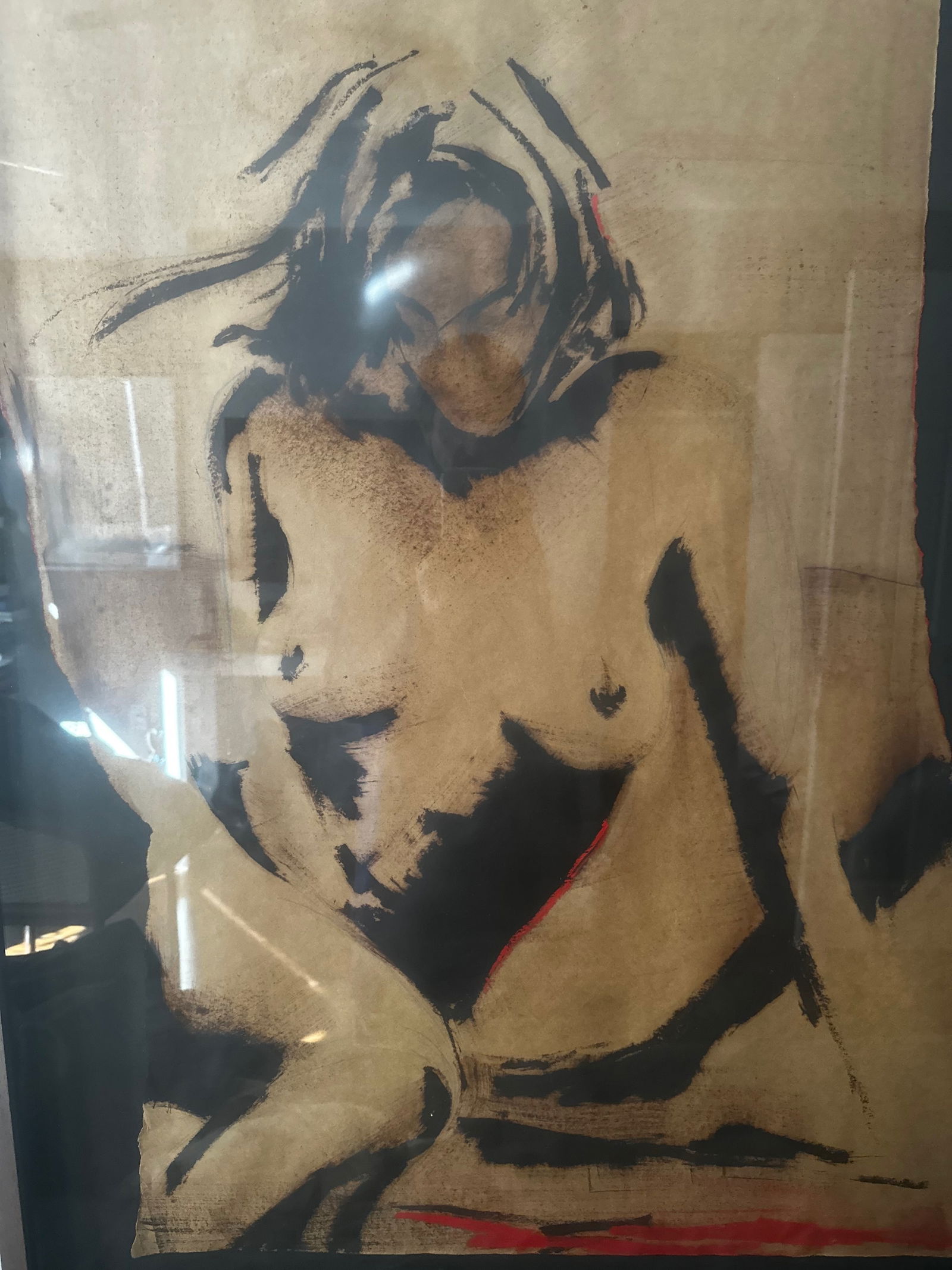 Greg Lauren Figurative Nude Mixed Media on Paper, Framed - 13