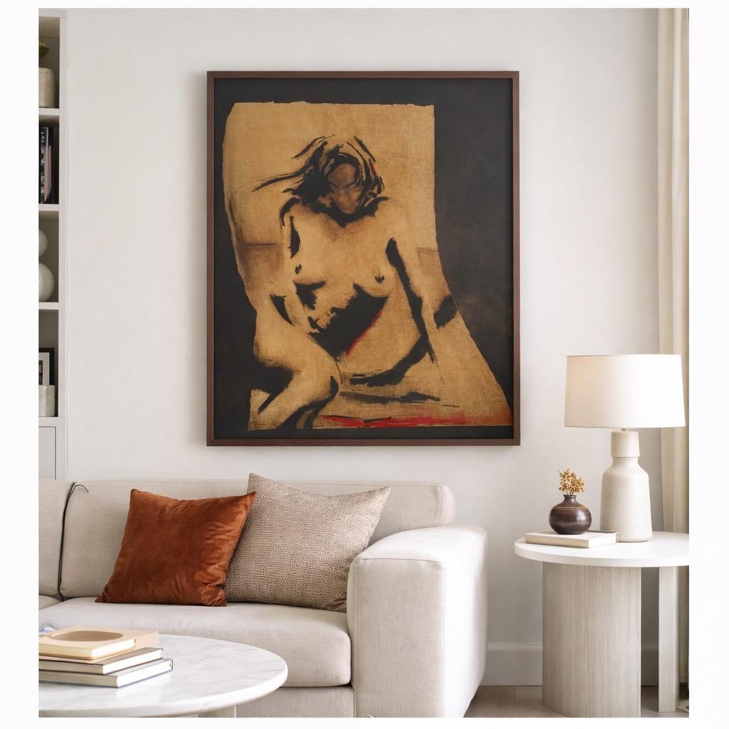 Greg Lauren Figurative Nude Mixed Media on Paper, Framed - 3