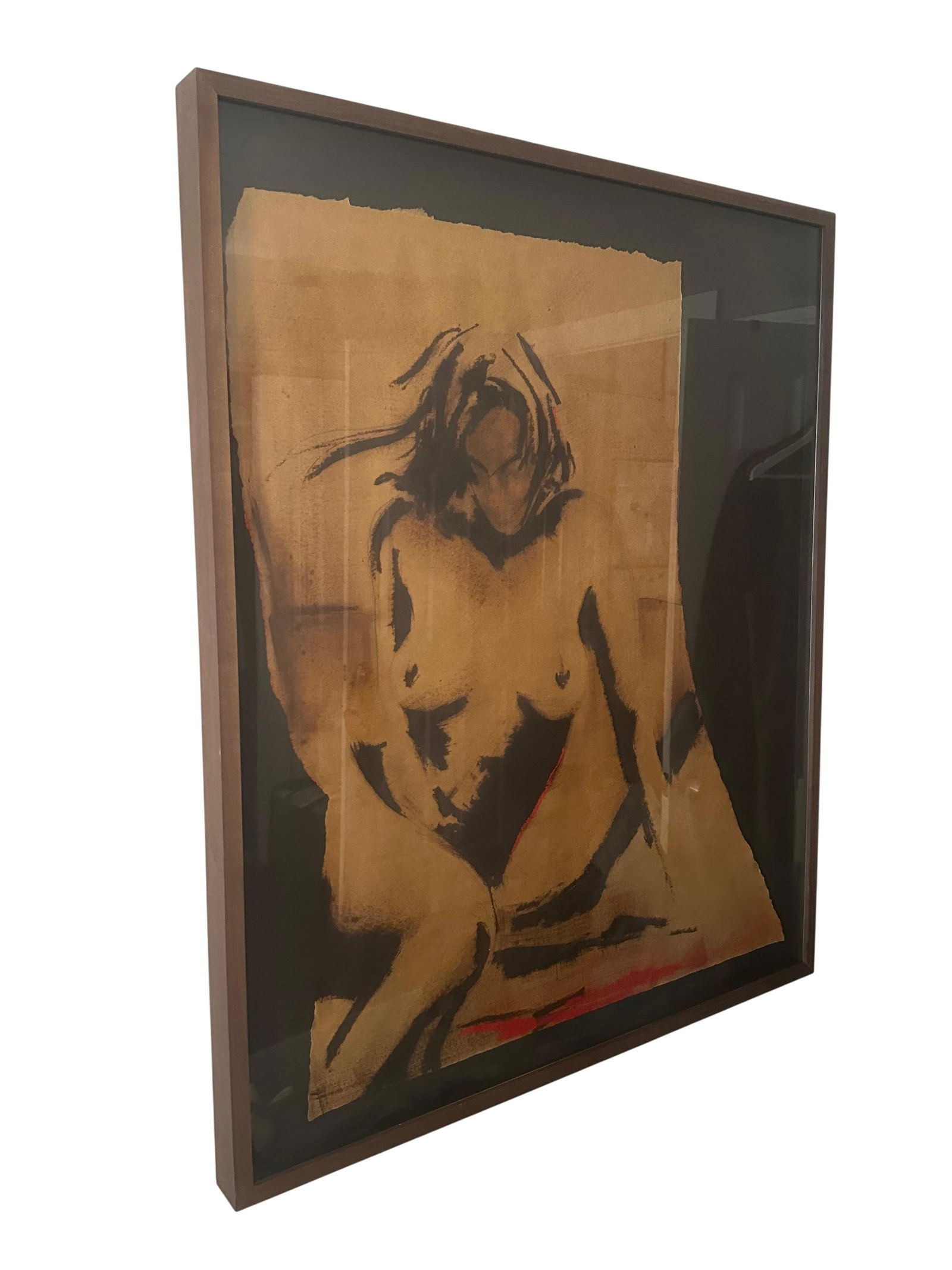 Greg Lauren Figurative Nude Mixed Media on Paper, Framed - 4