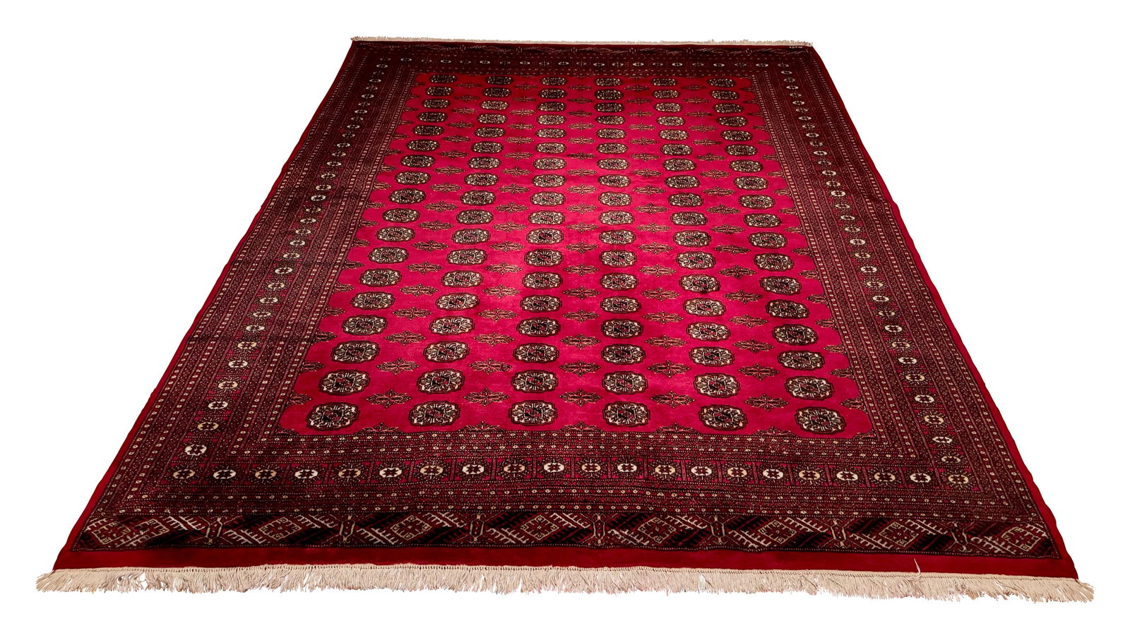 Hand-Knotted Persian Wool Rug 8'3" X 9'11" - Bokhara-Style Gul Pattern - 4