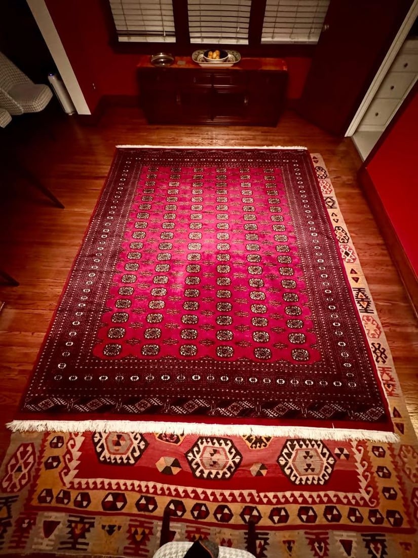 Hand-Knotted Persian Wool Rug 8'3" X 9'11" - Bokhara-Style Gul Pattern - 9